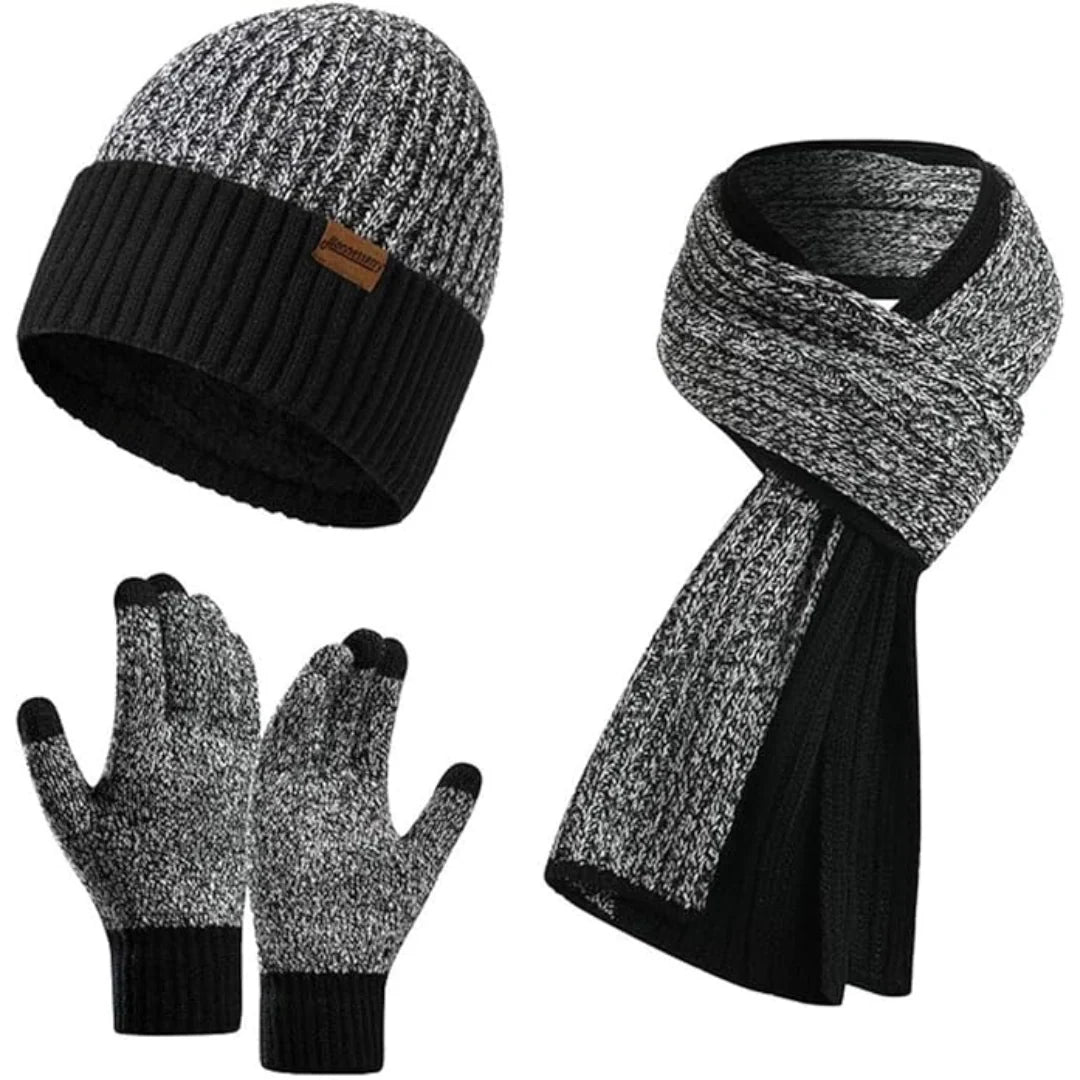 Winter Hat Scarf & Gloves Set Soft Knit Touchscreen