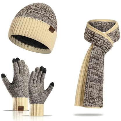 Winter Hat Scarf & Gloves Set Soft Knit Touchscreen