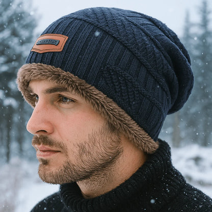 Winter Hat Thick Knit & Fur Lined