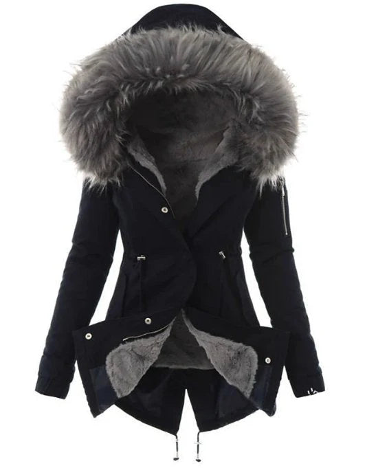Winter Parka Full Faux Fur Lining Wind-Resistant Machine Washable