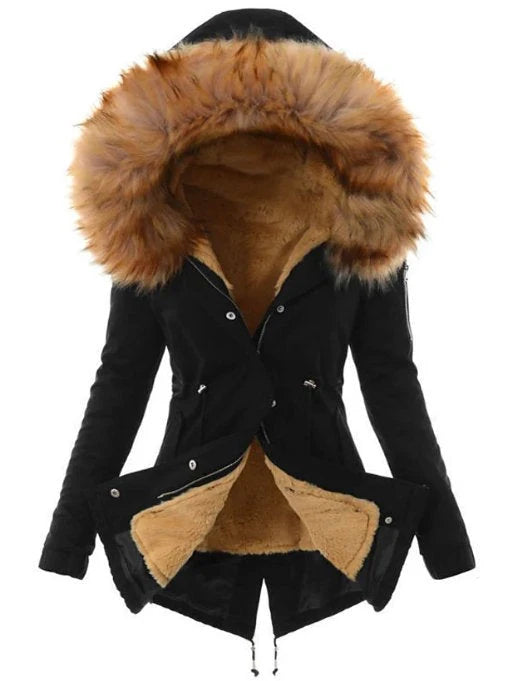 Winter Parka Full Faux Fur Lining Wind-Resistant Machine Washable