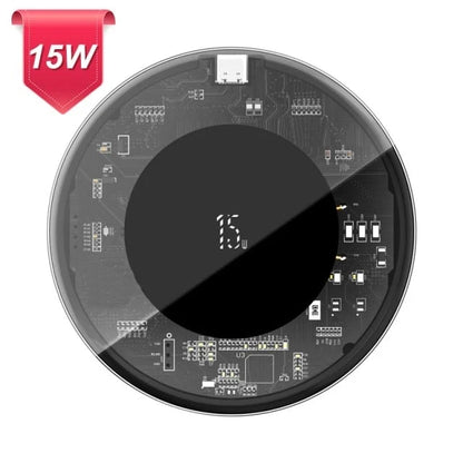 Wireless Charging Pad 15W Fast Charging Transparent Glass