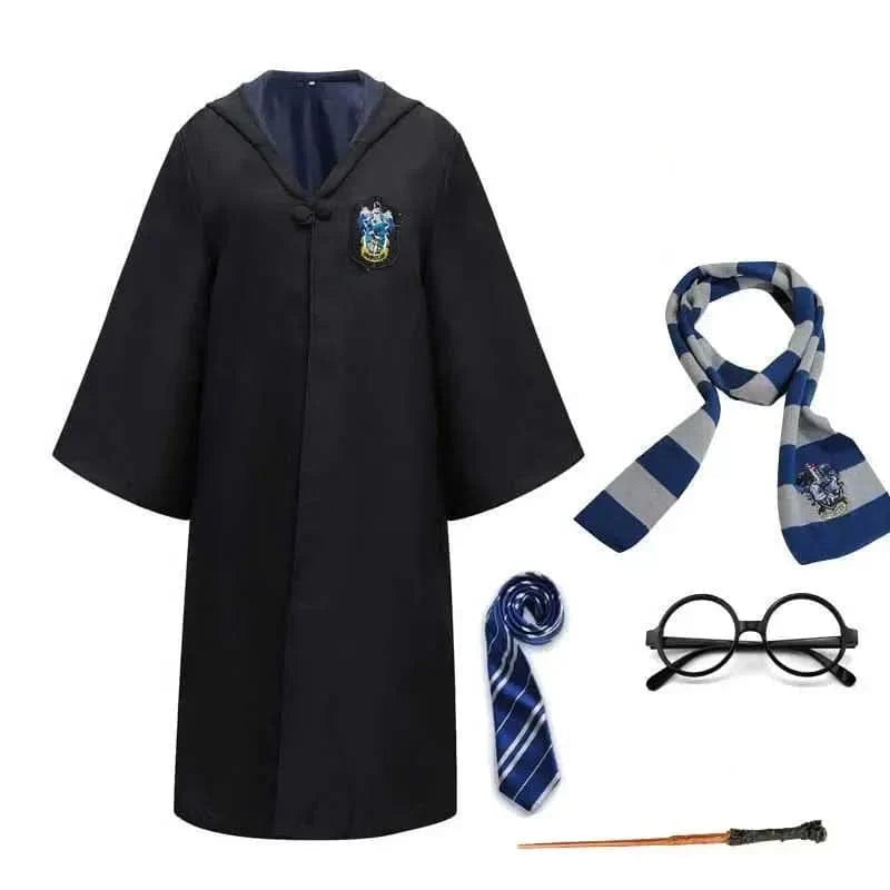 Wizard Costume Set Robe Wand & Accessories Polyester Cotton Blend