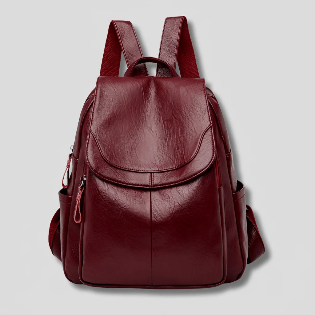 Women's Backpack Embossed PU Leather Hidden Anti-Theft Zipper Multiple Pockets
