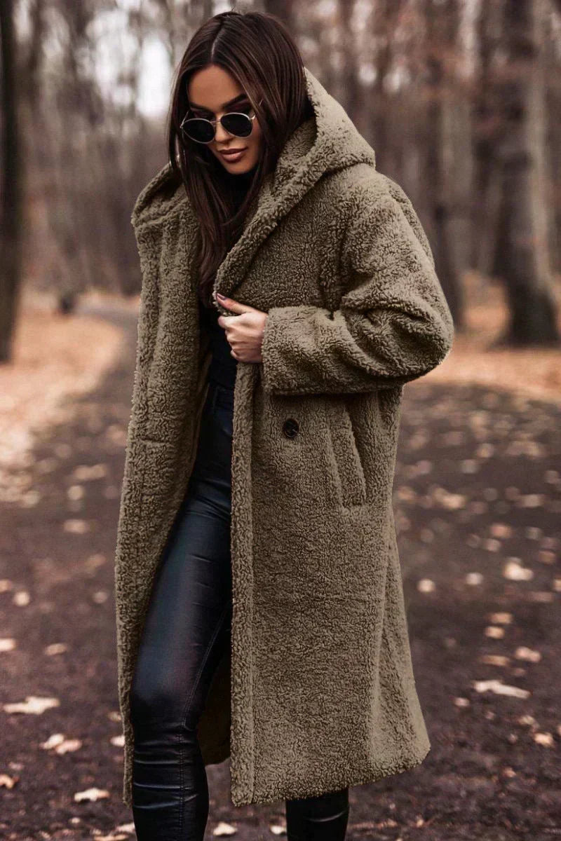 Women's Teddy Coat Oversized Wool Blend Hood