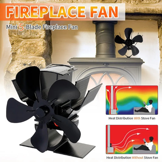 Wood Stove Fan Heat-Powered Quiet Operation