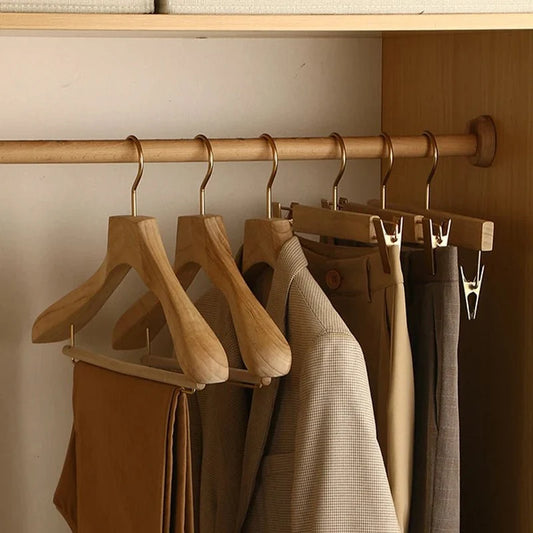 Wooden Clothes Hangers Wide Garment-Supporting Set of 3