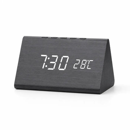 Wooden LED Voice Control Alarm Clock