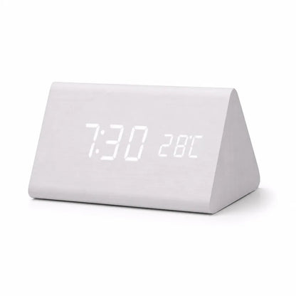 Wooden LED Voice Control Alarm Clock