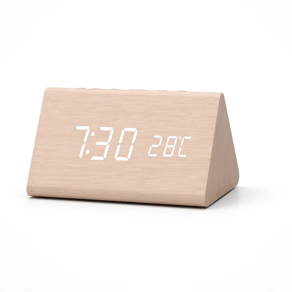 Wooden LED Voice Control Alarm Clock