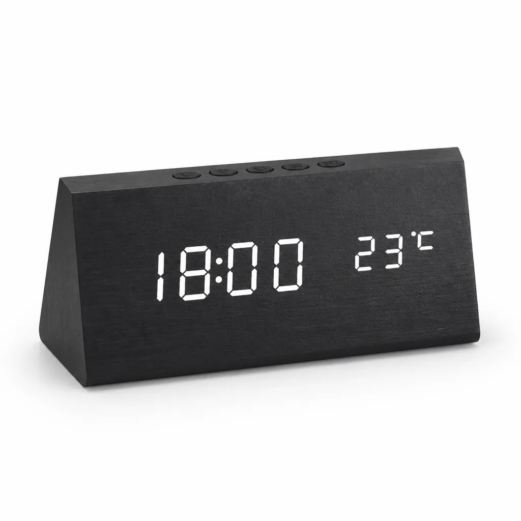 Wooden LED Voice Control Alarm Clock