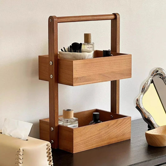 Wooden Organizer Two-Tier Solid Wood Space-Saving