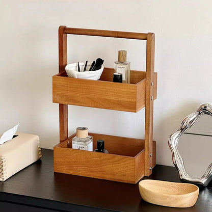 Wooden Organizer Two-Tier Solid Wood Space-Saving