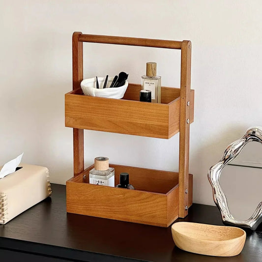 Wooden Organizer Two-Tier Solid Wood Space-Saving