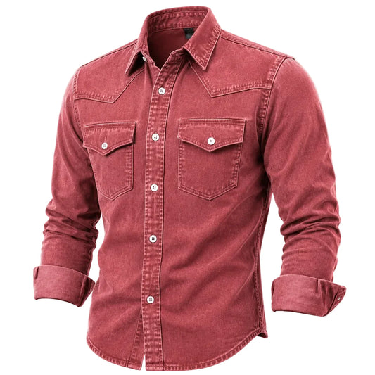 Work Shirt Vintage Washed Cotton Blend With Side Pockets