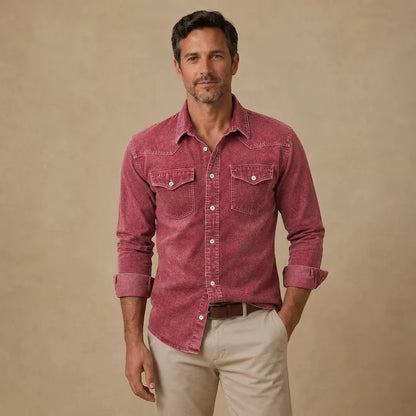 Work Shirt Vintage Washed Cotton Blend With Side Pockets