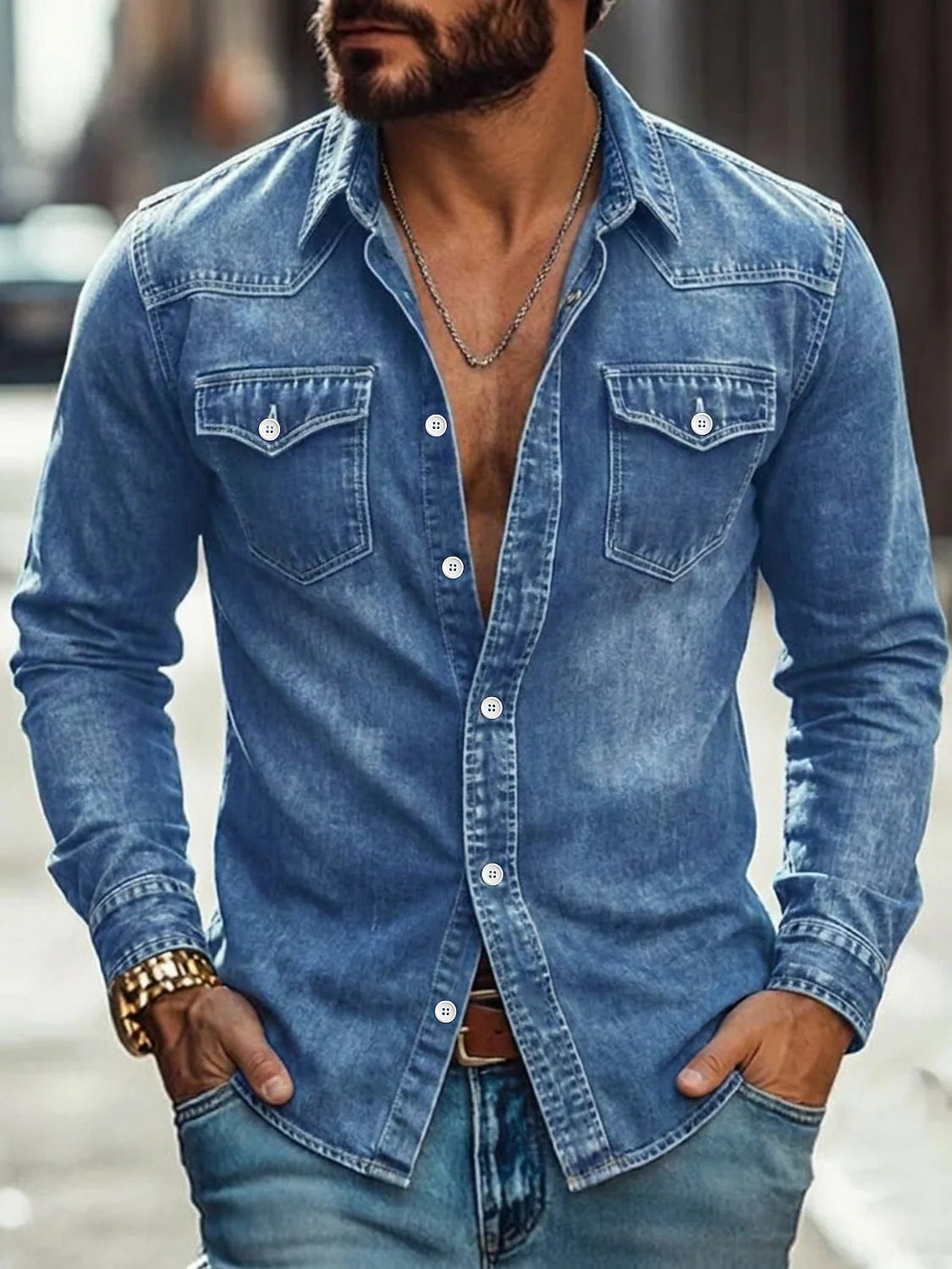 Work Shirt Vintage Washed Cotton Blend With Side Pockets