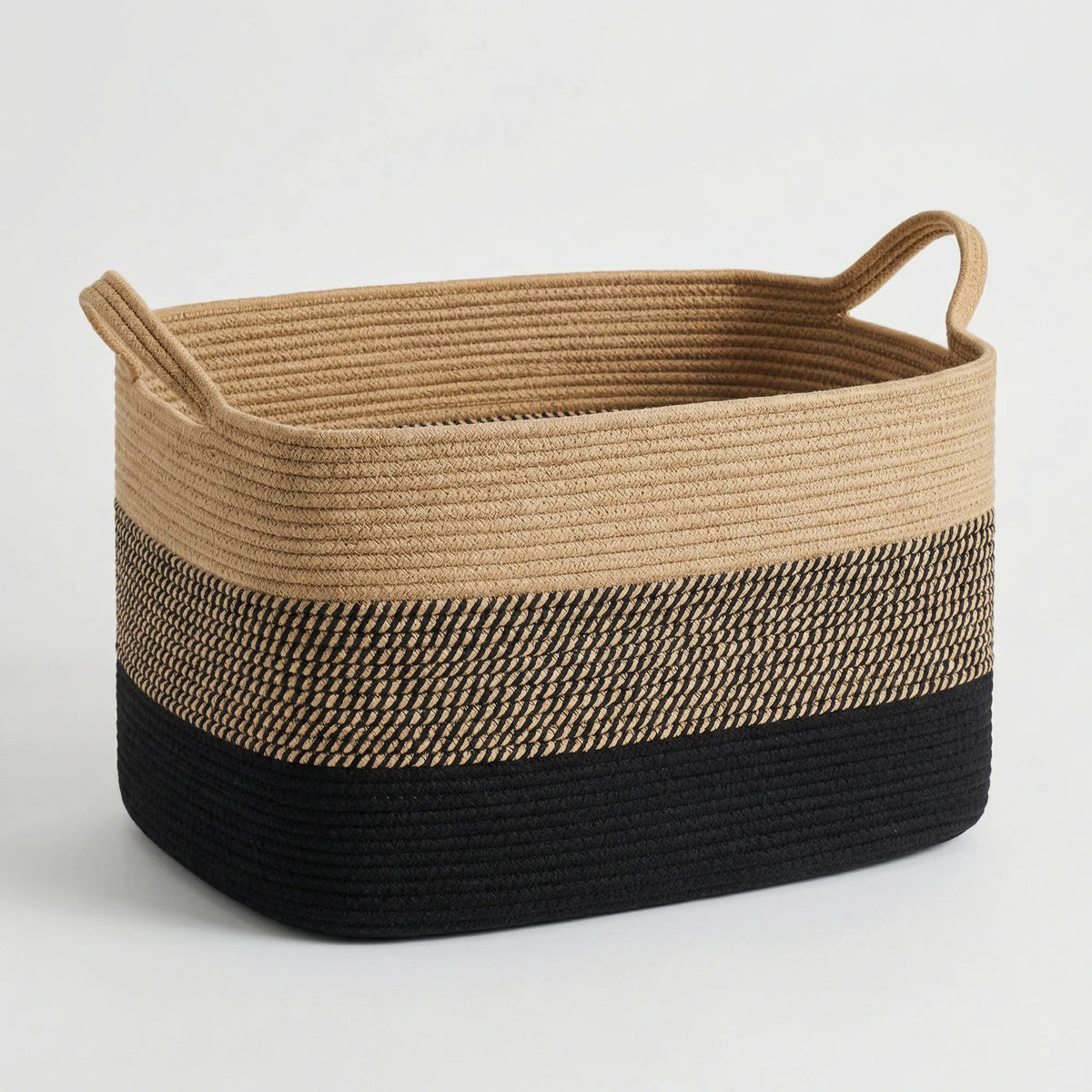 Woven Storage Basket Collapsible With Handles Machine Washable
