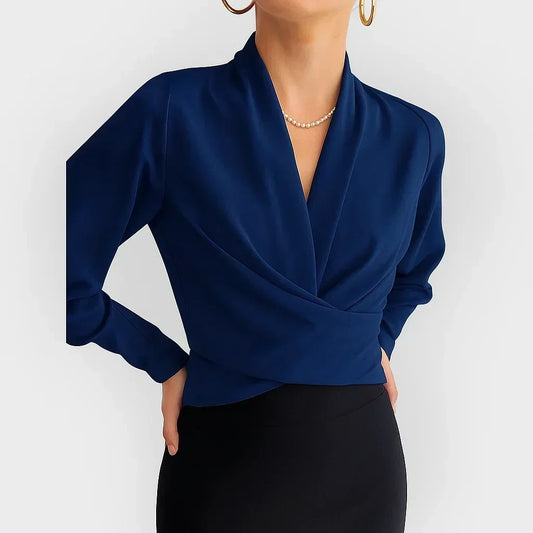 Wrap Blouse Crossover Front Adjustable Side Tie Regular Fit