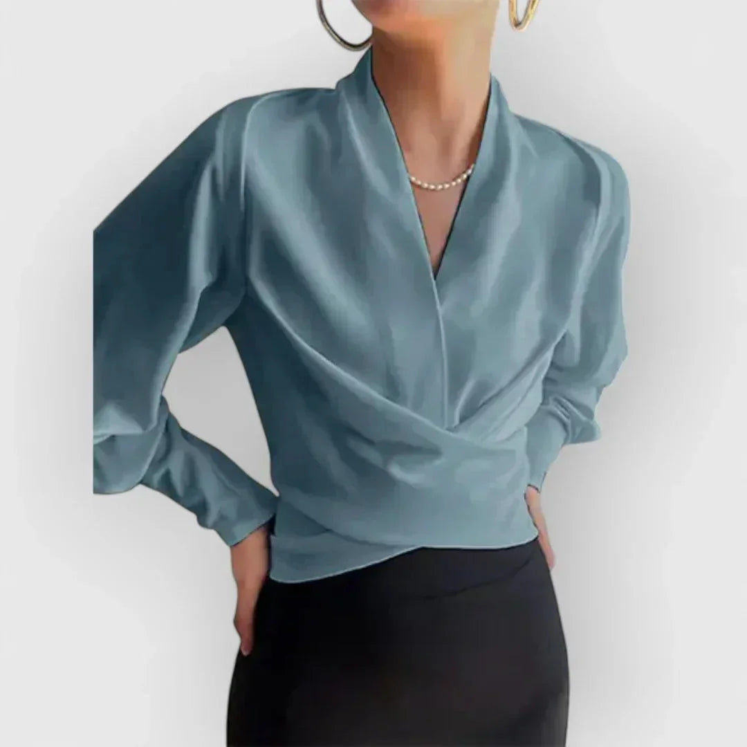 Wrap Blouse Crossover Front Adjustable Side Tie Regular Fit