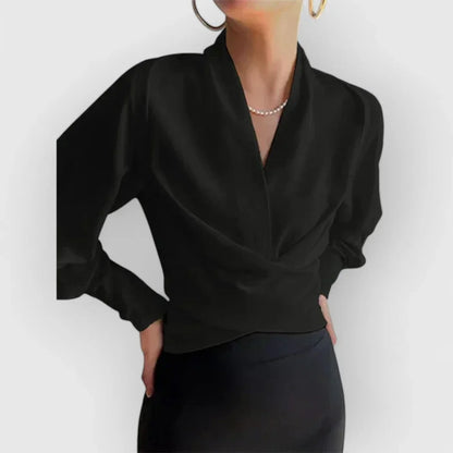Wrap Blouse Crossover Front Adjustable Side Tie Regular Fit
