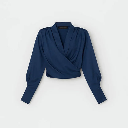 Wrap Blouse Crossover Front Adjustable Side Tie Regular Fit