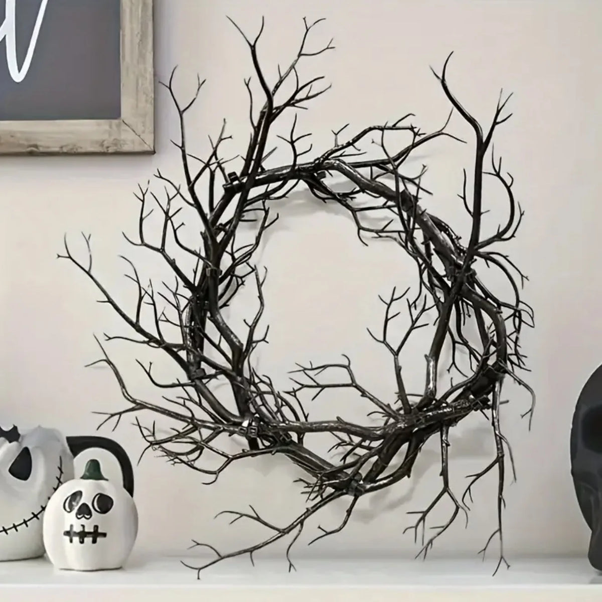 Wreath Artificial Branches Rustic Halloween Decor