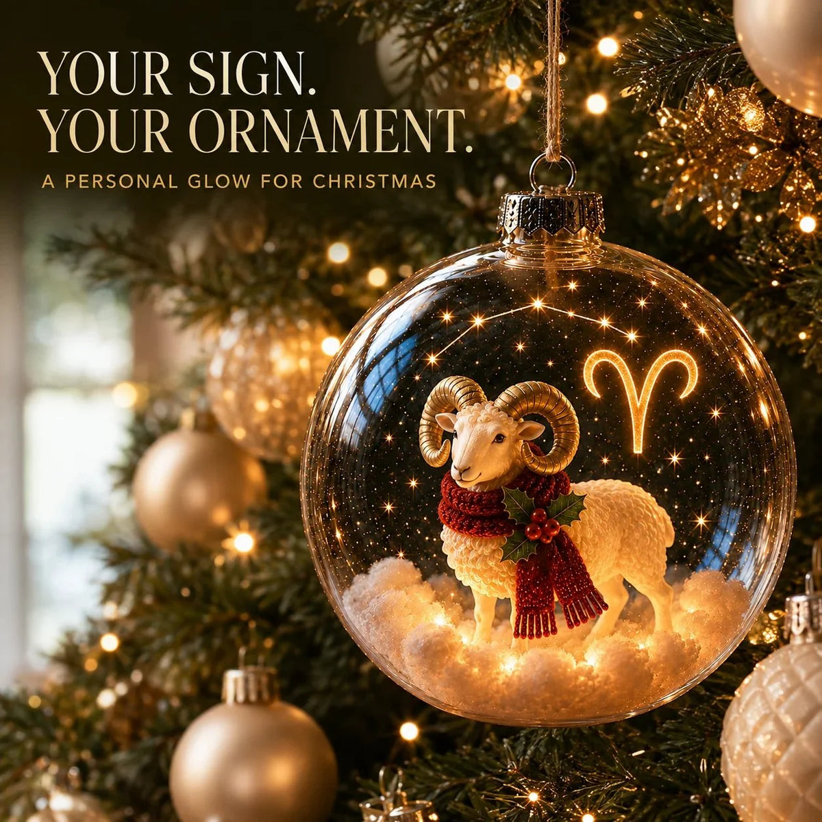 Zodiac Christmas Ornament Lighted Globe Constellation Design